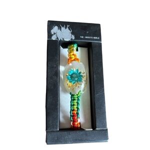 Multicolor Glass Flower Rope Beaded Bracelet New in Box